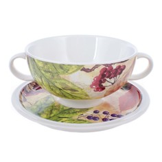 Чашка суповая на блюдце IMARI Кленовый лист 500 мл