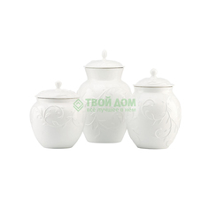 Емкость для хранения Lenox ЧИСТЫЙ ОПАЛ, РЕЛЬЕФ набор из 3 банок (LEN826014)