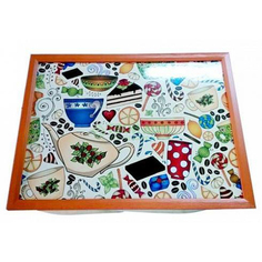 Поднос Топ арт студио с подушкой утренний чай 41x31 см (HSN1290-TA)