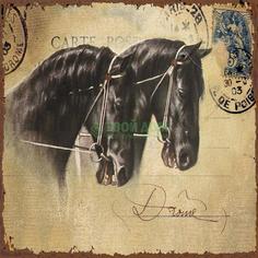 Wah luen handicraft Панно Лошади черные (29-258/HLXB013B)