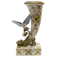 Ваза рог с птицей 41см Wah luen handicraft