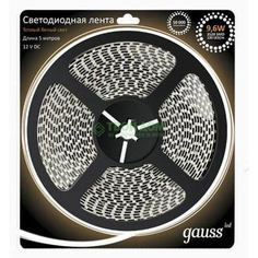 Лента LED 2835/120-SMD 9.6W 12V DC теплый белый (блистер 5м) Gauss