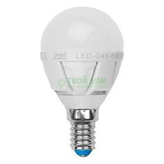Лампочка Uniel LED-G45-6W/WW/E14/FR/DIM