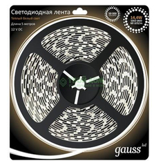 Лента LED 5050/60-SMD 14.4W 12V DC теплый белый IP66 (блистер 5м) Gauss