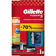 Набор Gillette Гель для бритья Fusion5 Для чувствительной кожи 200 мл + гель после бритья Sensitive Skin 75 мл