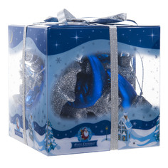 Новогодний набор День и ночь Mister Christmas Версаче 10 шт. 60 мм синий, серебряный