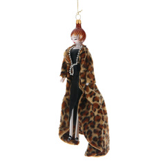 Игрушка елочная De carlini lady with leopard coat