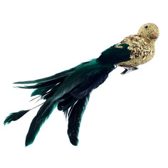 Птица декор SHISHI 27 см тёмно-зелёная с блёстками