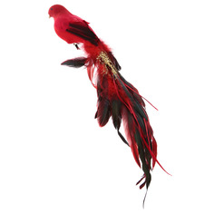 Птица декор SHISHI красная с блёстками 45 см