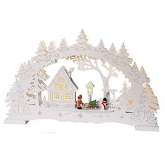 Подсвечник декоративный Домик в лесу, белый, LED, 27х43 см System Expo/Star Trading