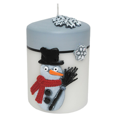 Свеча Кадриль снеговик цилиндр 70 мм