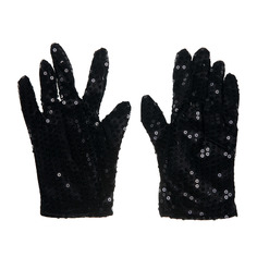 Перчатки в паетках черные длина 24 см Кубера