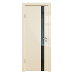 Межкомнатная шумоизоляционная дверь ДО-607 Ваниль глянец/черное 200х70 Дверная Линия