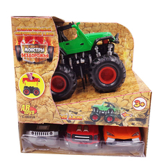 Игровой набор ABtoys Монстры бездорожья с джипом инерционным 4 предмета