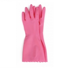 Перчатки латексные с хлопковым покрытием внутри MJ Premium, размер M, розовые
