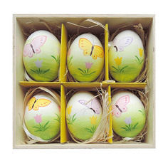 Декоративное подвесное пасхальное яйцо "БАБОЧКИ" 15*14*5,2см набор из 6 шт Феникс-Презент