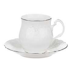 Чашка для чая 250 мл с блюдцем Thun1794 декор деколь, отводка платина