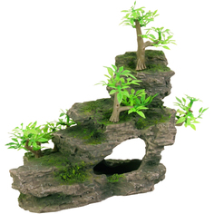 Грот для аквариумов Trixie Каменная лестница с растениями 19,5 см