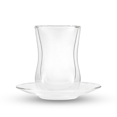 Набор Gipfel из 2 стеклянных стаканов с блюдцами, с двойными стенками,