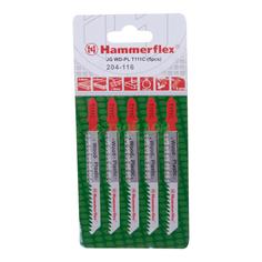 Пильное полотно для лобзиков Hammer 204-116 JG WD-PL T111C (5pcs) мягк.др\пл, быстро, 74мм, шаг 3.0, HCS 5шт