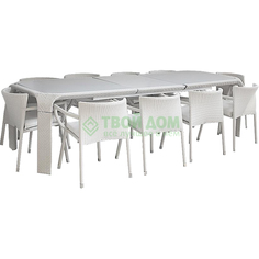 Комплект EMU GREIGE WICKER: Стол+10 Кресел СТЕКЛО