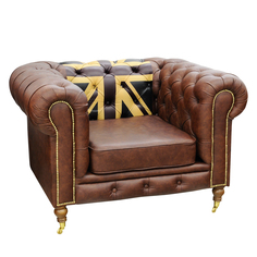 Кресло с британским флагом Euroson натуральная кожа