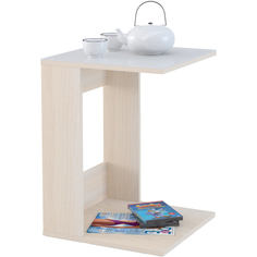 Стол приставной Мебельторг Mayer дуб молочный/стекло белое 45х45х61.5см