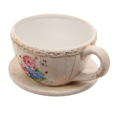 Горшок-чашка для цветов пионы с поддоном d20.5 Dehua ceramic