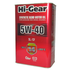 Масло моторное полусинтетическое 4л 5w-40 sl/cf Hi-gear Hg1144p