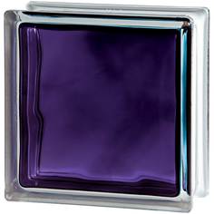 Стеклоблок Vitrablok Волна Окрашенный изнутри 19x19x8 см Фиолетовый