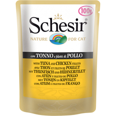 Корм для кошек SCHESIR Тунец и филе цыпленка 100г
