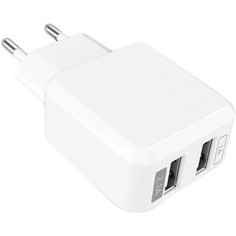 Сетевое зарядное устройство Partner 2 USB 2,1А White