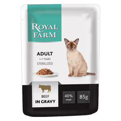 Корм для кошек ROYAL FARM говядина в соусе 85г