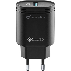 Сетевое зарядное устройство Cellular Line Qualcomm 3.0 Black ACHHUUSBQCK