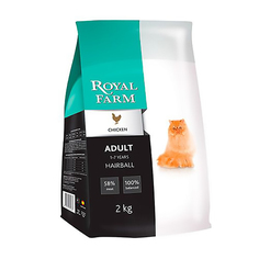 Корм для кошек ROYAL FARM для вывода шерсти, курица 2кг