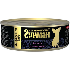 Корм для щенков Четвероногий гурман курица, говядина в желе 100 г