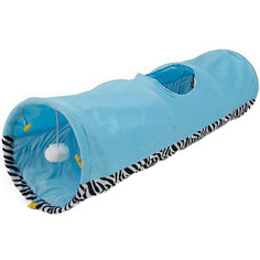 Тоннель для кошек MAJOR Colour шуршащий голубой с игрушкой 25х90 см
