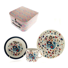 Набор детской посуды Top Art Studio Цветочный кот 3 предмета Топ арт студио