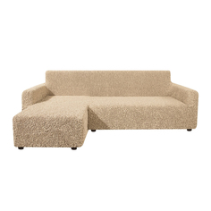 Чехол на угловой диван с левым выступом Микрофибра Кофейный Еврочехол