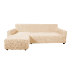 Чехол на угловой диван с левым выступом Микрофибра Ваниль Еврочехол