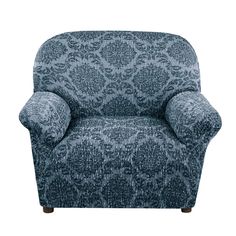 Еврочехол на кресло Жаккард ламе синий