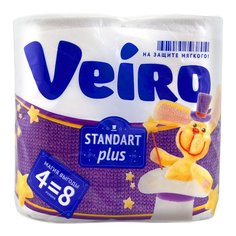 Туалетная бумага двухслойная Veiro Standart Plus 4 рулона