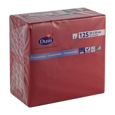 Салфетки бумажные Duni двухслойные, бордовые, 33х33 см 125 шт