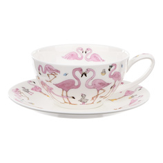 Чашка чайная с блюдцем Dunoon "фламинго" 250мл (flamboyance)