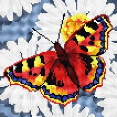 Алмазная мозаика Белоснежка Бабочка на ромашках