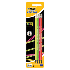 Карандаши чернографитовые BIC Evolution Fluo с ластиком 4 шт
