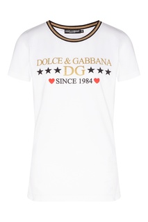 Белая футболка с контрастной отделкой Dolce & Gabbana