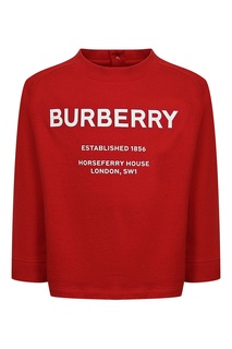 Красный лонгслив с застежкой и логотипом Burberry Kids
