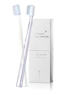 Набор отбеливающих зубных щёток: 2 отбеливающие зубные щётки (цвета: прозрачный и белый) SNOW WHITE TOOTHBRUSHES Swiss Smile