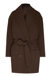 Двубортное пальто коричневого цвета Low Classic